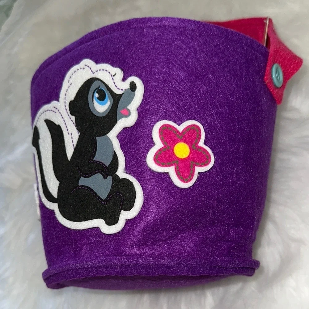 Disney Store Bambi Flower Skunk Purple Felt Easter Basket Trick or Treat Bag NWT